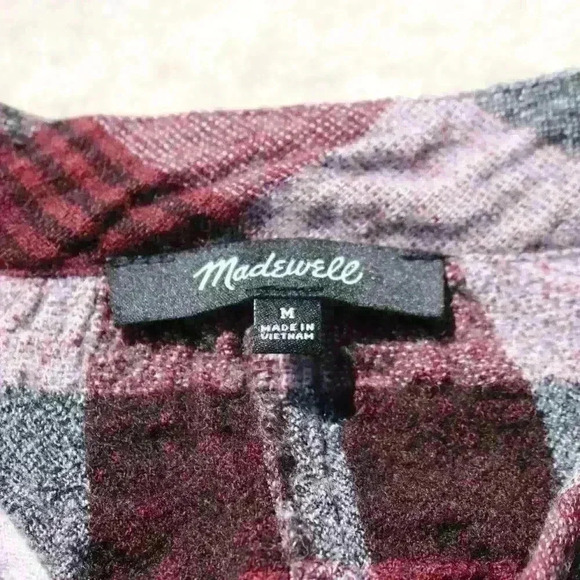 MADEWELL Lightweight Wool Blend Long Sleeve Popover Shirt Plaid Women Medium - Picture 5 of 9